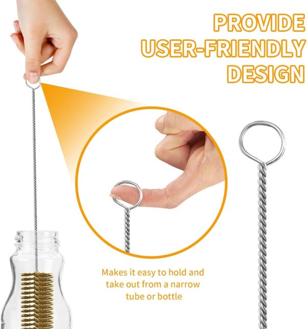 7-teiliges Messingdraht-Rohrbürsten-Flaschenbürsten-Set, 27,9 cm lange Drahtbürsten zum Reinigen, Drahtpfeifenreiniger, Bohrungsbürstenreinigung für Rohre, Flaschen, Tastaturen, Glas - Image 4