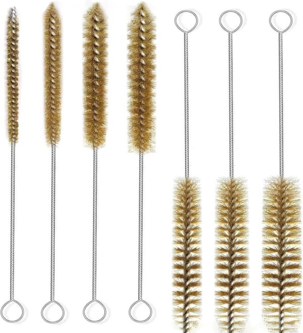 7-teiliges Messingdraht-Rohrbürsten-Flaschenbürsten-Set, 27,9 cm lange Drahtbürsten zum Reinigen, Drahtpfeifenreiniger, Bohrungsbürstenreinigung für Rohre, Flaschen, Tastaturen, Glas - Image 2