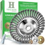 HECKENPRACHT© Ammattimainen rikkaruohoharja raivaussahoille | Parannettu konsepti 2025 - Rikkaruohoharja raivaussahoille tehokkaaseen rikkaruohojen poistoon - 25,4 mm:n reikä | Teräsharja raivaussahoille