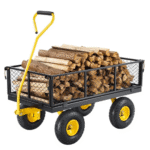 Teräksinen puutarhakärry, 900 paunan kapasiteetti, raskaaseen käyttöön tarkoitettu pihavaunukärry, 10 tuuman renkaat