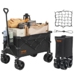 Kokoontaitettava taittuva vaunu, 150 litran rantakärry maastopyörillä, raskaaseen käyttöön tarkoitettu kokoontaittuva vaunu, enintään 125 kg, juomatelineillä, urheiluvaunu retkeilyyn, ostoksille, puutarhaan