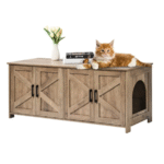 Kissanhiekkalaatikko, puinen, piilotettu, 2 huonetta, harmaa