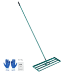 Nurmikon tasausharava, 91,4 x 25,4 cm nurmikon tasaustyökalu, tehokas nurmikon tasauslaite 198,1 cm teräksisellä pidennettyllä kahvalla, pihan tasausharava sopii puutarhaan, golfnurmelle ja maatilalle