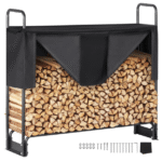 1,3 m ulkokäyttöön tarkoitettu polttopuuteline kannella, 132 cm x 36 cm x 117 cm, kestävä polttopuuteline ja 600D Oxford -vedenpitävä suojus takalle, terassille, sisä-/ulkokäyttöön tarkoitettu polttopuuteline 1/4 nauhalle polttopuita