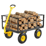 Teräksinen puutarhakärry, 1400 paunan kapasiteetti, raskaaseen käyttöön tarkoitettu pihavaunukärry, 13 tuuman renkaat
