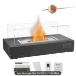 Pöytätulisija 14 tuuman metallinen takka sisä- ja ulkokäyttöön lasilla