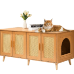 Kissanhiekkalaatikko, puinen hiekkalaatikko, piilotettu kahdelle kissalle