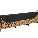 3,9 m ulkokäyttöön tarkoitettu polttopuuteline kannella, 386 cm x 36 cm x 117 cm, kestävä polttopuuteline ja 600D Oxford -vedenpitävä suojus takalle, terassille, sisä-/ulkokäyttöön tarkoitettu polttopuuteline 3/4-napaiselle polttopuulle