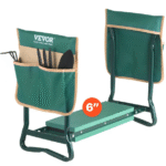 Puutarhapolvistuin ja istuin, 6 tuuman levyinen pehmuste, 150 kg:n kapasiteetti, kokoontaitettava puutarhajakkara