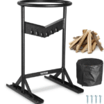 Puunhalkaisija, XL-kokoinen puunhalkaisija 21,8 cm halkaisijalle, kannettava V-muotoinen sormiturvallinen polttopuuleikkuri, kestävä, massiiviteräksinen kiilamainen manuaalinen puunhalkaisija, suojapussilla kotileirintäalueelle