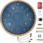 Teräksinen kielirumpu 14 tuumaa 15 nuottia saderumpu ulkokäyttöön C-duuri, tummansininen