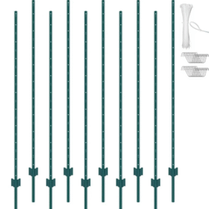 182,9 cm aitatolppa, 10 kpl T-tolppia, kestävät metalliaitatolpat, vihreä