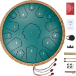 Teräksinen kielirumpu 35,6 cm 15 nuottia saderumpu ulkokäyttöön C-duuri vihreä