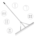 Maisemaharava, 915 mm:n päällinen alumiininen maisemaharava, järven rikkaruohojen harava 1915 mm pitkällä varrella, maaperän möyhentämiseen, nurmikon hoitoon, kitkemiseen järvelle, puutarhaan, lampeen