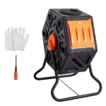 Kompostori, 70 litran pieni kompostointiastia, kompakti yksittäinen pyörivä kammio liukuovella ja teräsrungolla, BPA-vapaa kompostori puutarhaan, keittiöön, pihalle, ulkotiloihin