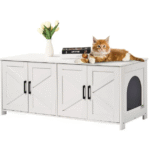 Kissanhiekkalaatikko, puinen, piilotettu, 2 huonetta, valkoinen