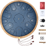 Teräksinen kielirumpu 14 tuumaa 15 nuottia saderumpu ulkokäyttöön D-duuri tummansininen