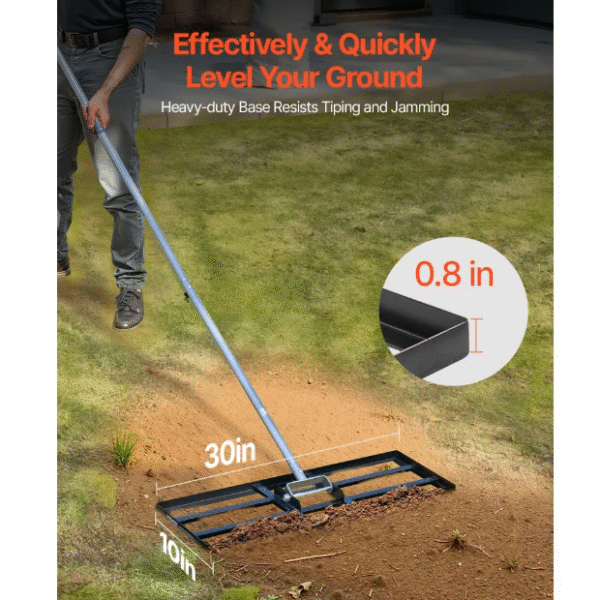 10x30 tuuman nurmikon tasoitusharava, 83,9 tuuman säädettävä kahva, pihan golfkentälle - Image 3