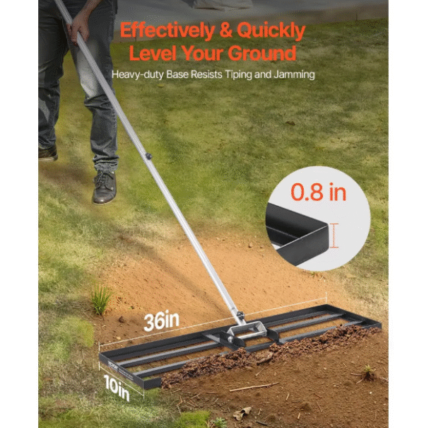 10 x 36 tuuman nurmikon tasoitusharava, 83,9 tuuman säädettävä kahva, pihan golfkentälle - Image 3