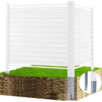 122 cm L x 122 cm K vinyyliset näkösuoja-aitapaneelit, ilmastointilaitteiden aita, ulkokäyttöön tarkoitetut näkösuojat roskakoriin, uima-allaslaitteiden kotelo, näkösuojasarja säleiköillä (2 paneelia)