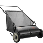 Työnnettävä nurmikonharja, 26 tuuman lehti- ja ruohonkerääjä, vahvat kumipyörät ja raskaaseen käyttöön tarkoitettu paksunnettu teräs, kestävä käyttää, suuri tilavuus 7 kuutiojalan verkkosäiliö, 4 pyörivää harjaa