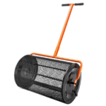 Kompostinlevitin, 61–65 cm:n korkeussäädettävä kahva, 61 cm leveä, nurmikon ja puutarhan turvejyrä sivusalvoilla, pulverimaalattu teräsverkkokori lannan ja pintamaan levittämiseen, musta