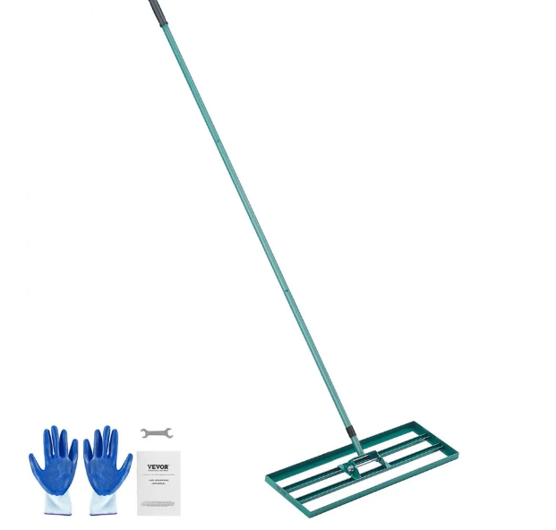Nurmikon tasoitusharava, 30"x10" nurmikkotyökalu, tehokas nurmikon tasaaja 78" teräksisellä pidennettyllä kahvalla, pihan tasausharava sopii puutarhaan, golfnurmelle ja maatilalle