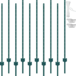 1,5 metrin aitatolppa, 10 kpl T-tolppia, raskaaseen käyttöön, metalliset aitatolpat, vihreät