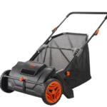 Työnnettävä nurmikonharja, 21 tuuman lehti- ja ruohonkerääjä, vahvat kumipyörät ja kestävä paksunnettu teräsrunko, kestävä käyttää, suuri tilavuus, 3,5 kuutiojalan verkkokokoinen keräyspussi, 2 pyörivää harjaa