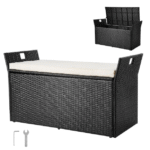 Ulkosäilytyspenkki PE-rottingilla 90 gallonan kansilaatikko vedenpitävä ulkoistuin