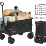 Kokoontaittuva Taittuva Kärry, 220 L Rantakärrykärry Maastopyörillä, Raskas Taittuva Kärrykärry Maks. 330 Paunaa Juomatelineillä, Urheilukärry Leirintä-, Ostos- ja Puutarhakäyttöön