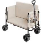 kokoontaitettava vaunukärry muuntuu 550 paunan kuorman penkkivaunuksi ja 220 litran hyötykärryksi